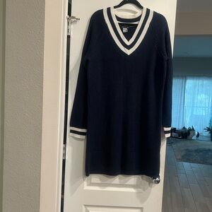 Venus XL navy blue and white varsity style sweater dresss
